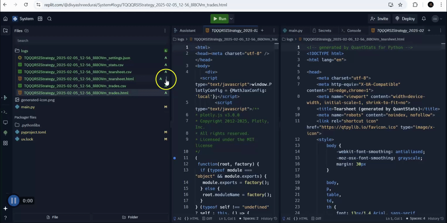 Downloading Backtesting Files in Replit